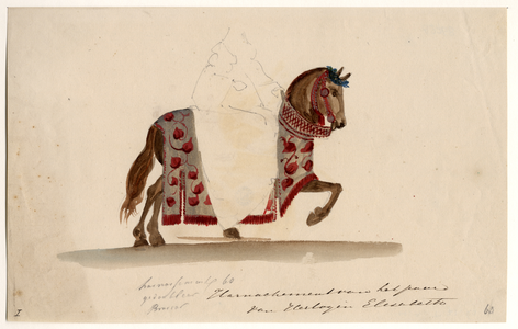 32768 Afbeelding van een ontwerp van de sjabrak van het paard van hertogin Elisabeth van Gelre, figurant in de ...